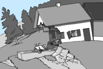 Das Haus steht im Bereich ungleicher Bodenbewegungen, wodurch Teile des Gebäudes eingestürzt sind.