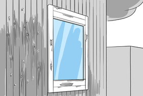 Ästhetische Schäden an Holzteilen infolge Hagel (Fenster, Fassade)