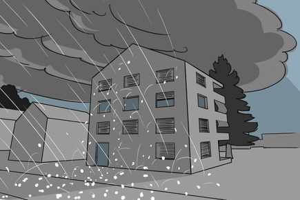 Situation bei einem plötzlich auftretenden Hagelgewitter